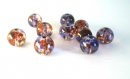 20 perles orange et violet tréfilé translucide en verre 6mm 