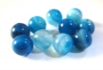 20 perles 6mm agate rayée nuances de bleu 
