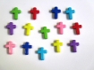 14 perles croix acrylique mélange de couleur 16x12x4 mm 