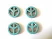 4 perles peace and love en howlite turquoise 20mm 