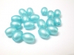 20 perles ovales en verre bleu brillant 9x6mm 
