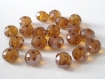 20 perles rondelle à facettes marron irisé en verre 6x8mm 