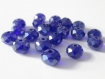 20 perles rondelle à facettes bleu foncé irisé en verre 6x8mm 