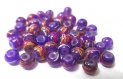 20 perles violet tréfilé multicolore en verre peint 4mm (l-2) 