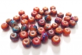 20 perles orange tréfilé multicolore en verre peint 4mm (a-25) 