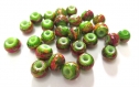 20 perles vert tréfilé multicolore en verre peint 4mm (a-23) 