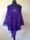 Châle violet fonce tricote main 