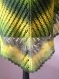 Poncho en 100% laine tricote main vert-jaune 