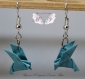 Bijoux d'origami - boucles d'oreilles en papier oiseau bleu 