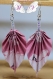 Bijoux d'origami - boucles d'oreilles en papier feuille rose 