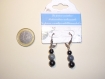 Boucle oreille avec 3 perles :labradorite au centre 2 obsidiennes de part et d'autre. 
