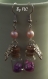 Boucles d'oreilles fée papillons violets - paillettes et perles (130816-a) 