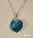 Cœur bleu, cristal de swarovski sur chaine d'argent 925 (100116-a) 