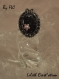Bague réglable argenté, émaillage noir et argent et perle (080116-d) 