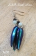 Boucles d'oreilles en élytres de scarabées, pierres (220915-a) 