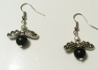 Boucles d'oreilles anges perles noires 