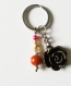 Porte clés perles multicolores et rose 