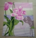 Taie d oreiller 67 x 56 cm motif fleur tulipes roses et rayures bleu 