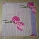 Taie d oreiller 64 x 62 cm motif fleur tulipes roses et rayures bleu 