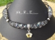 Collier résille tubulaire perles et pendentif cristal de swarovski 
