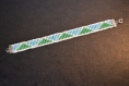 Bracelet tissé en perles de rocaille vert et bleu 