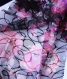 Coupon tissus en dentelle noir fuchsia imprimé 150*36cm 