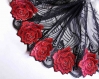 X1m dnetelle broderie sut tulle noir rose rouge glamour largeur 19cm 