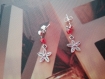 Boucles d'oreilles fleur edelweiss perle rouge 