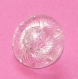 804r / petit bouton ancien fleur en verre transparent 13mm 