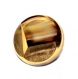 800r / 1 bouton ancien en verre doré et marron 13mm 