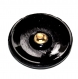773r / bouton ancien en verre noir facetté attache laiton 28mm 