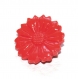 235r / bouton ancien fleur en verre rouge vermillon 15mm 