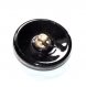 770r / bouton ancien original en verre noir et argenté 18mm 