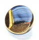 728r / gros bouton ancien verre doré et bleu 22mm 