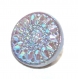 700r / 1 petit bouton ancien en verre gris rosace irisé multicolore 10mm 