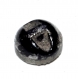 542r / 1 petit bouton ancien en verre noir et finitions argentées 11mm 