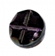 699r / petit bouton ancien en verre noir et reflets irisés 12mm 