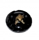 204r / petit bouton ancien en verre noir ou jais attache laiton 12mm 
