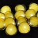 B44d2r / mercerie boutons plastique jaune bordure transparente 14mm vendus à l'unité 