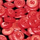 B41e2r / mercerie boutons plastique rouge à blanc irisé 18mm vendus à l'unité 
