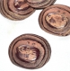 99r / gros bouton vintage original en résine marron imitation bois 37mm 