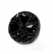 157r / petit bouton ancien en verre noir ou en jais feuille trèfle 9mm 