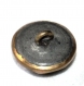 198r / bouton ancien en verre noir ou jais sur laiton doré 14mm 