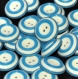 B37e3r / mercerie boutons vintages plastique cercle bleu blanc 22mm vendus à l'unité 