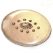 732r / rare bouton ancien art nouveau en celluloïd beige et acier doré 38mm 