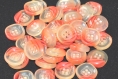 B20h1r / mercerie bouton carré plastique transparent orange corail 13mm vendu à l'unité 