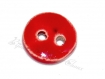 229r / 1 bouton original rond en céramique émaillée rouge 