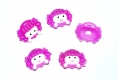 242r / lot de 5 boutons d'enfant neuf en plastique rose et blanc 