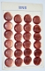 31r / 1 plaque de mercerie complète 24 boutons vintages coloris marron nacré 21mm de diamètre 