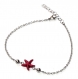 5945r / chaîne de cheville acier étoile de mer howlite rouge perle 22cm à 27cm bijou 